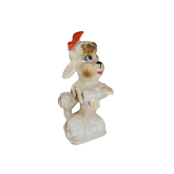Vintage Poodle Begging On Hind Legs Miniature Figurine Dog Bone China *CHIPPED - Picture 8 of 8